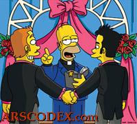 Homer Simpson marrying a gay couple