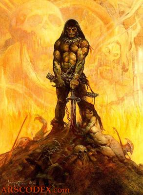 Pintura sobre Conan el Bárbaro de Frank Frazetta
