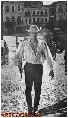 Alain Delon during the filming of The Black Tulip in Trujillo