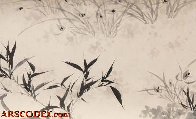 Shitao Rocks, Orchids, and Bamboo painting fragment