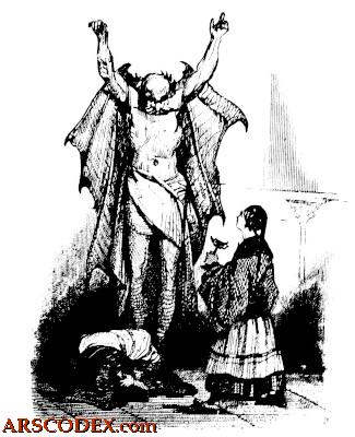 Aladdin and the genie, old Victorian illustration