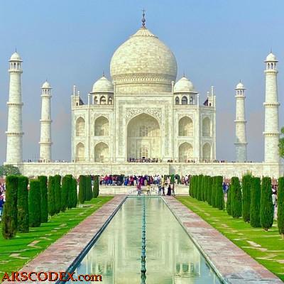 The mausoleum known as the Taj Mahal