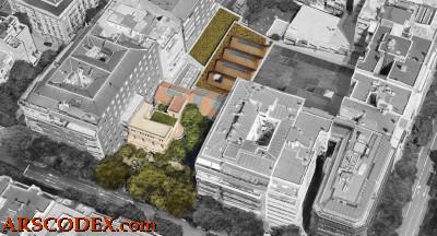 Aerial view of the expansion of the Sorolla Museum in Madrid
